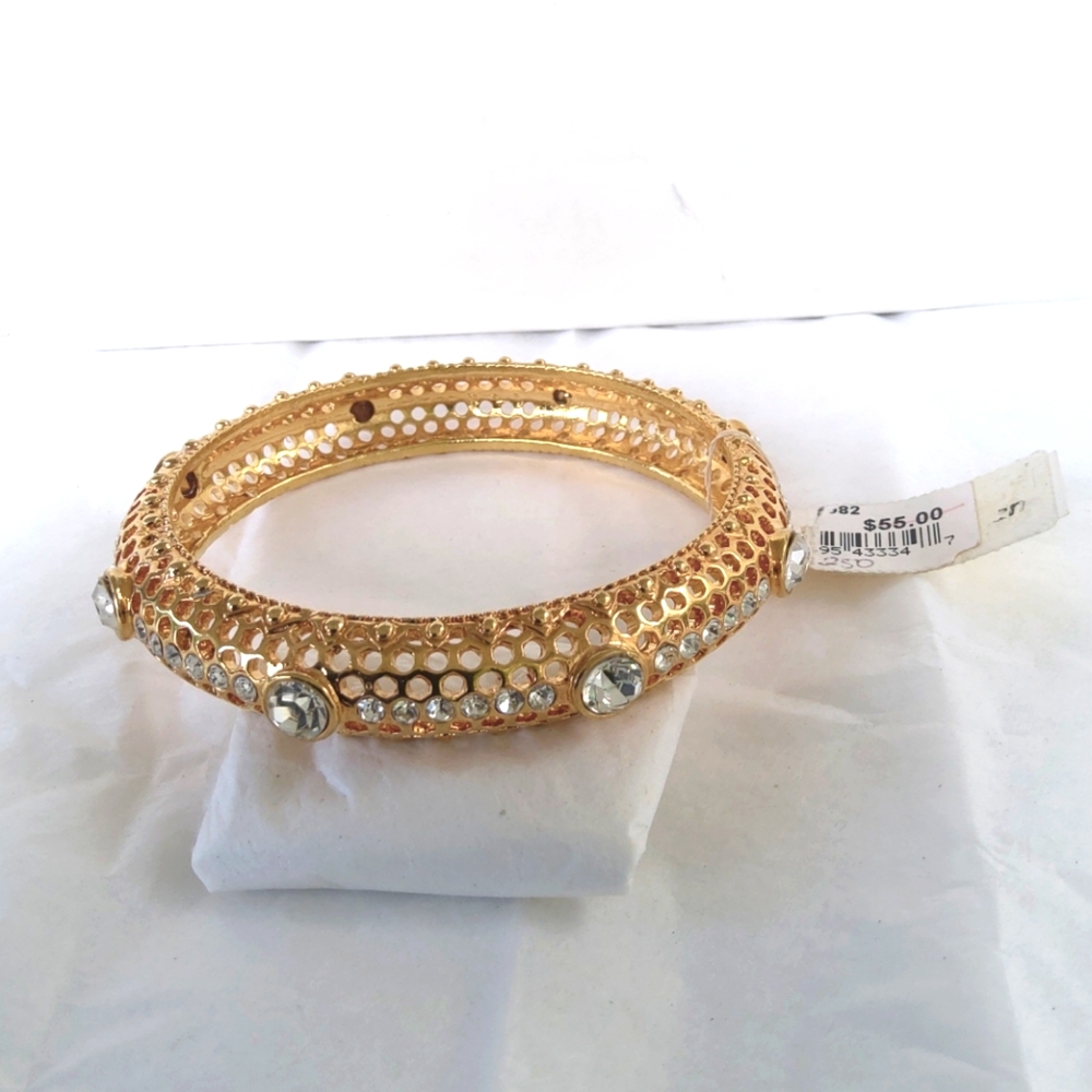 Garbo Bejeweled Gold Tone Bracelet NEW